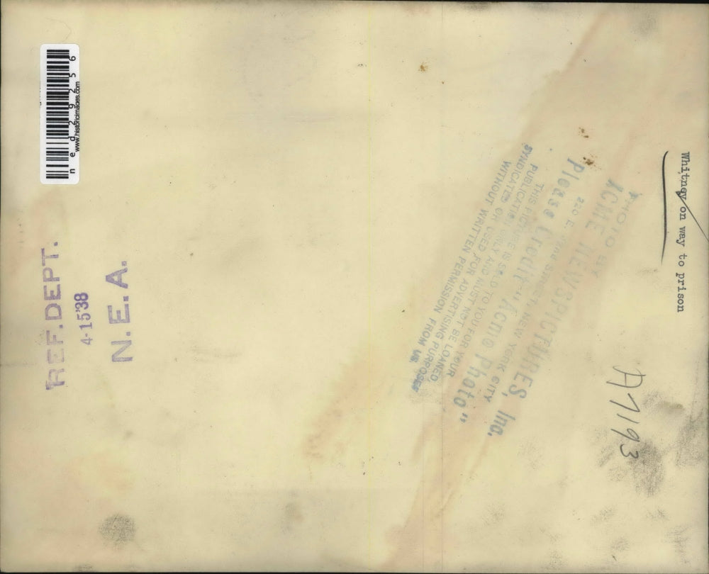 1938 Press Photo Richard Whitney On His Way To Prison