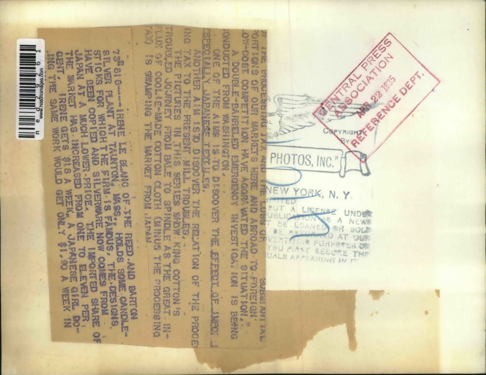 1935 Press Photo Irene Blanc Of Reed And Barton Silver Plant With Candle Holder