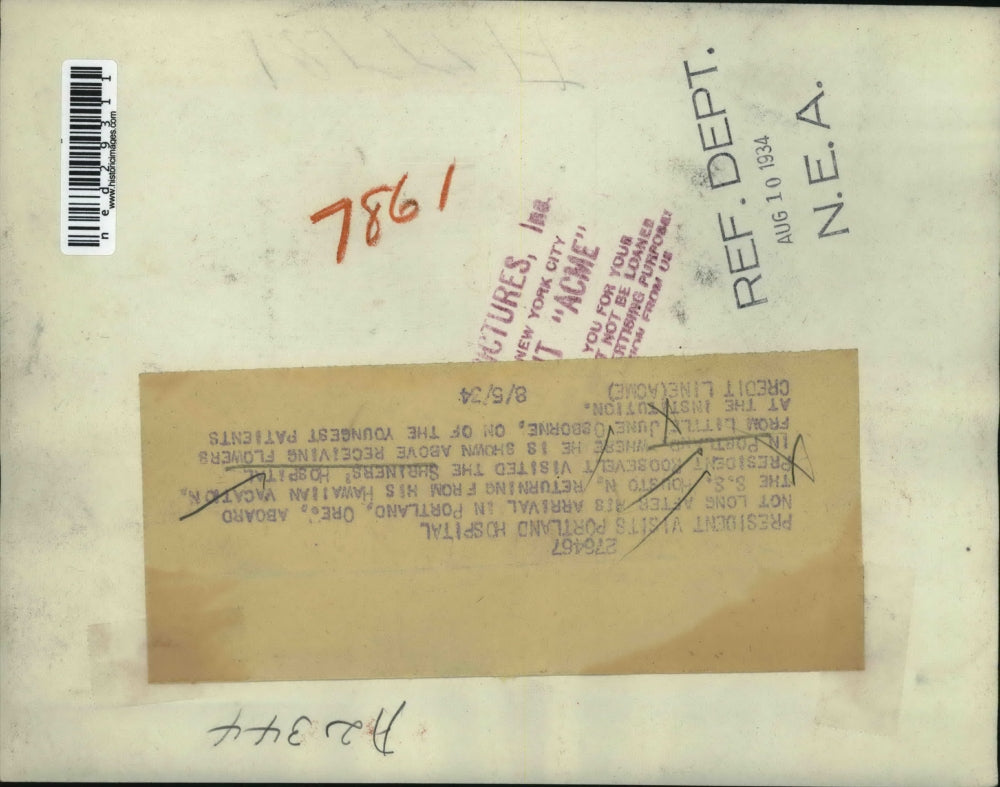 1934 Press Photo President visits portland hospital not long after his arrival r