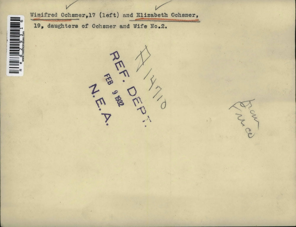 1932 Press Photo Winifred And Elizabeth Ochsner