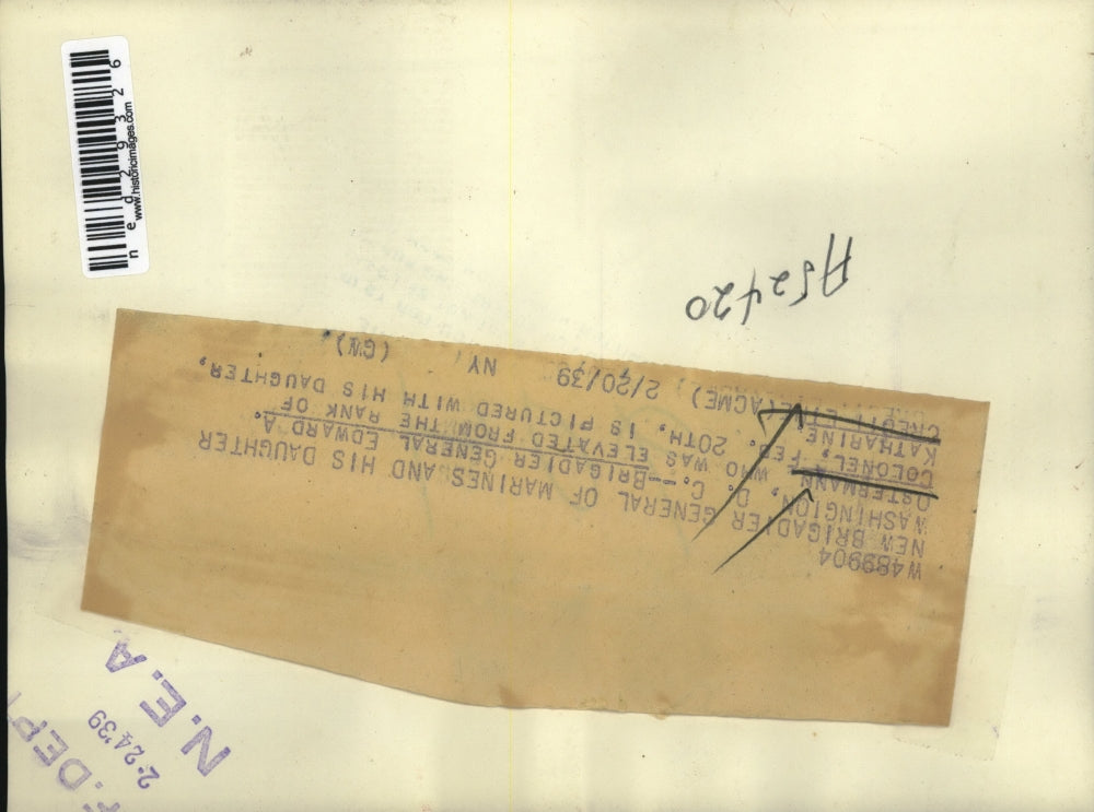 1939 Press Photo Brigadier General Edward A. Ostermann And Daughter Katharine