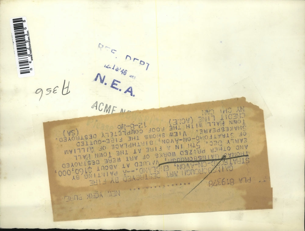 1946 Press Photo Fire Destroys Town Hall and Valuables in Stratford-on-Avon