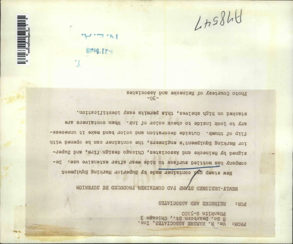 1951 Press Photo Newly-designed stamp pad container produced by Superior