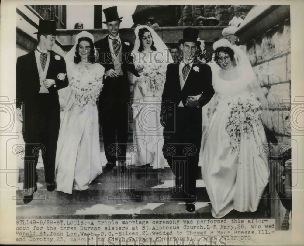 1948 Press Photo Mary & D. Lee, Eileen & T.B. Maue & Dorothy with E.L. Wallace