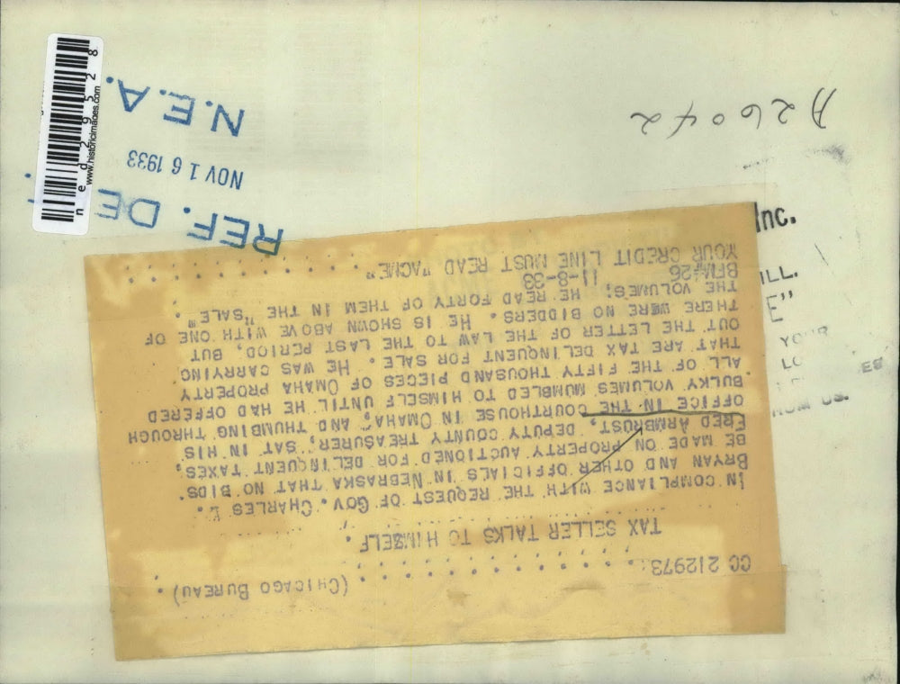 1938 Press Photo Fred Armbrust, Deputy County Treasurer, sitting in his office