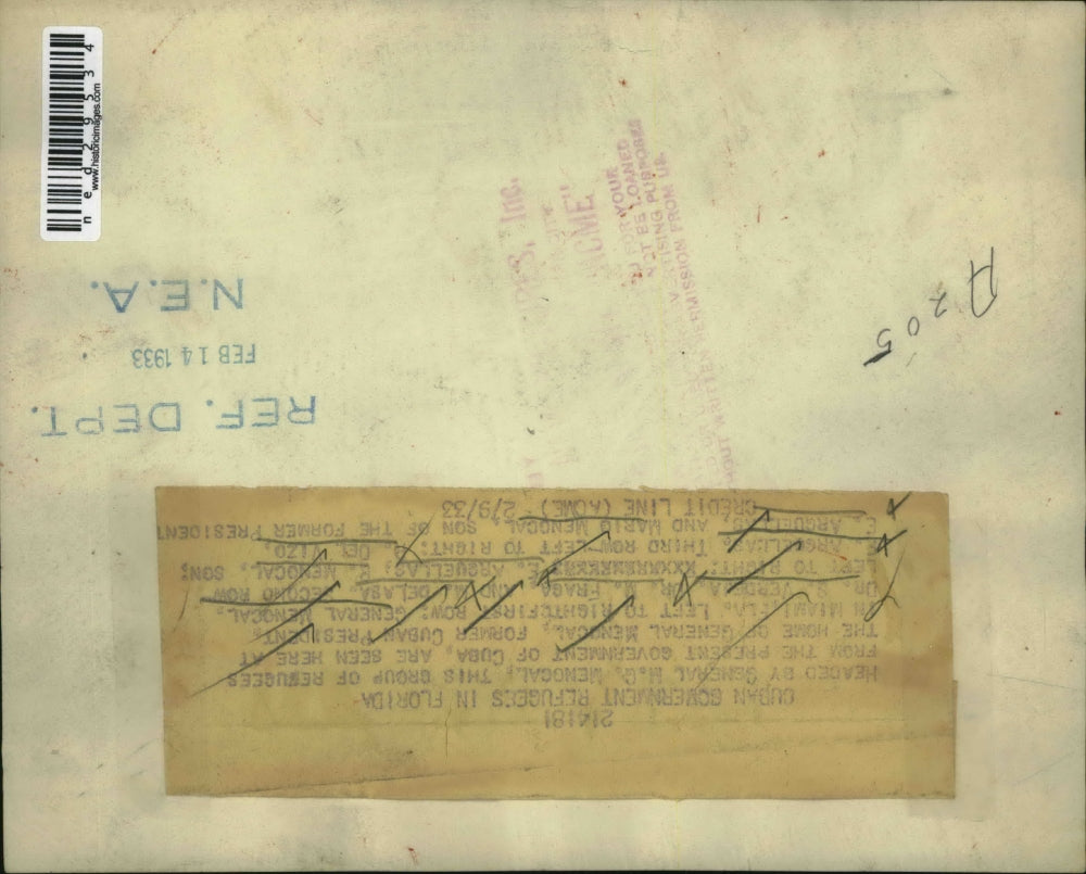 1933 Press Photo Cuban Government refugees in Florida