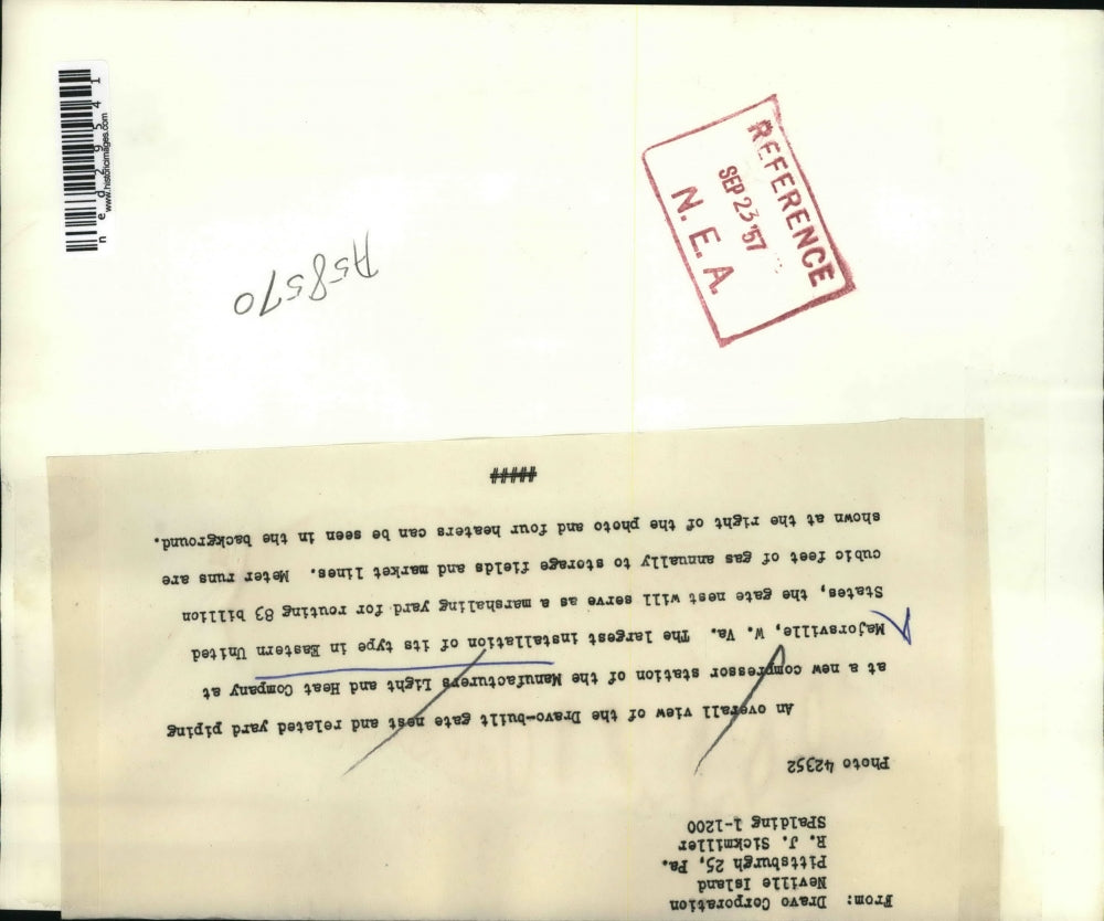 1957 Press Photo New compressor station of Manufacturers Light and Heat Company