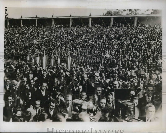 1934 Press Photo Crowd at Stadium in Mexico City as Mexico inducts President