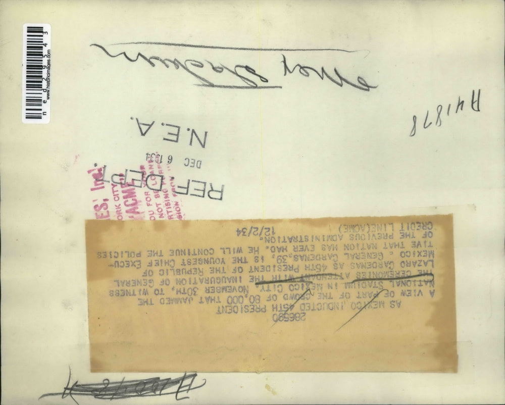 1934 Press Photo Crowd at Stadium in Mexico City as Mexico inducts President