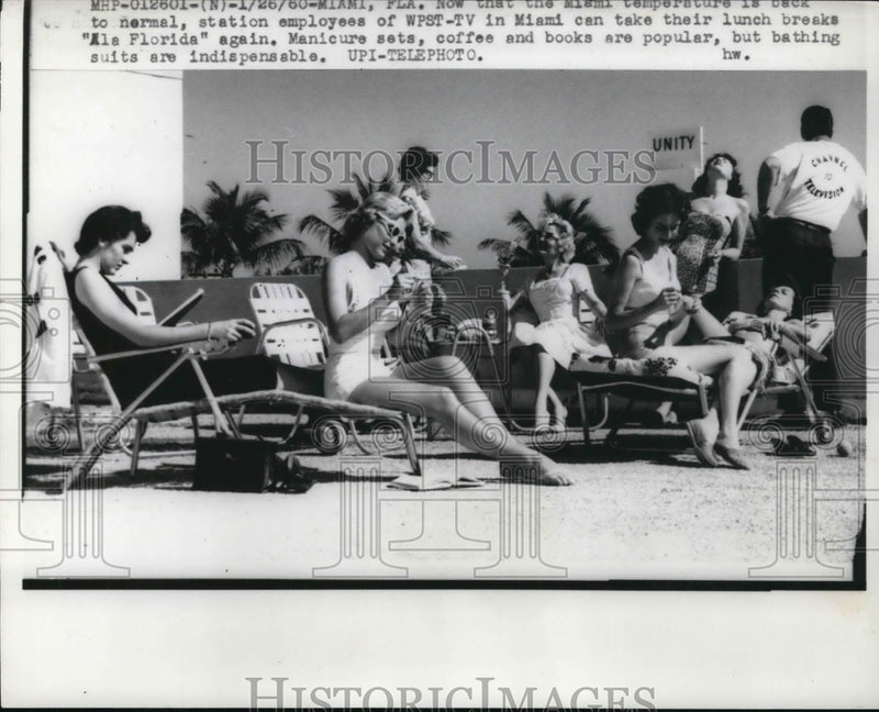 Load image into Gallery viewer, 1960 Press Photo Miami Fla now that MIami temperatures are back to normal
