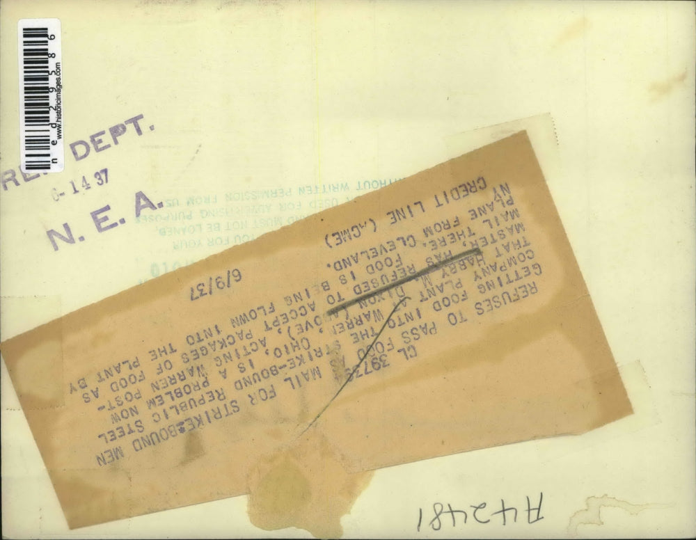 1937 Press Photo Harry M. Dixon refused to pass food as mail for strikebound men