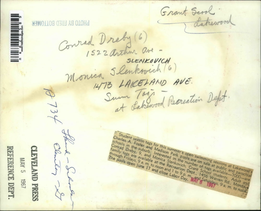 1967 Press Photo Conrad Dreby & Monica Slenkovich at Lakewood Recreation Dept.