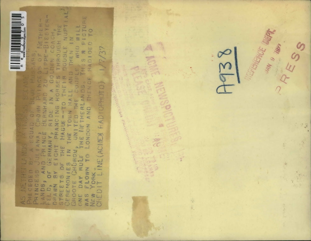 1937 Press Photo Princess Juliana and Prince Bernhard Zu Lippe-Biesterfeld