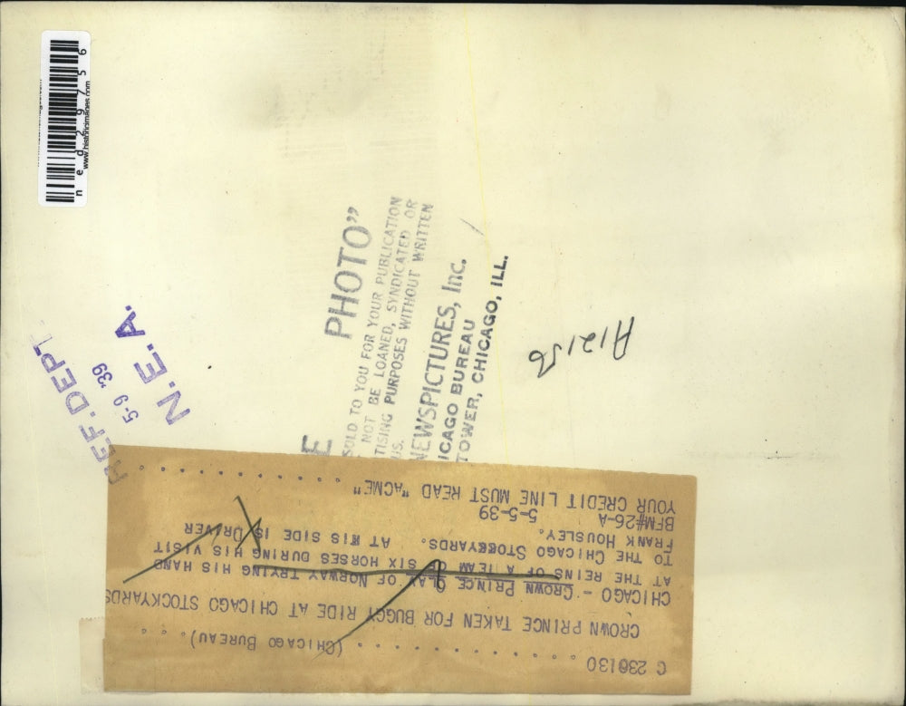 1939 Press Photo Crown Prince Olav with Driver Frank Housley.