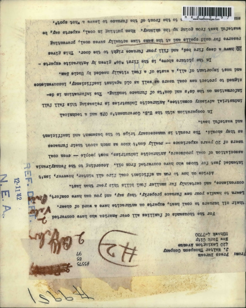 1942 Press Photo For thousands of families that have switched from oil burning