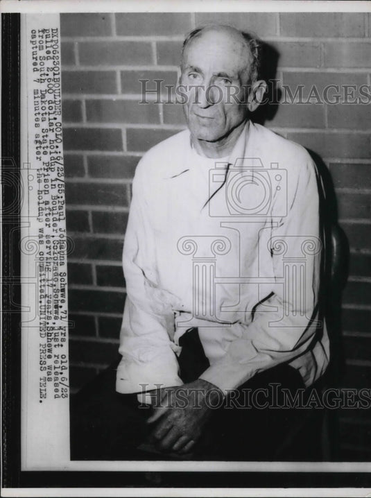 1955 Press Photo Boulder Colo Paul Johanna Schewe 71 pulled a $2600 holdup