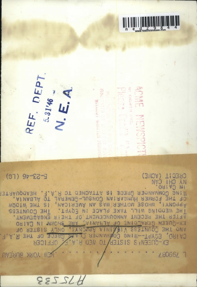 1946 Press Photo Engaged Clair Grece and Countess Virginia Appony in Cairo