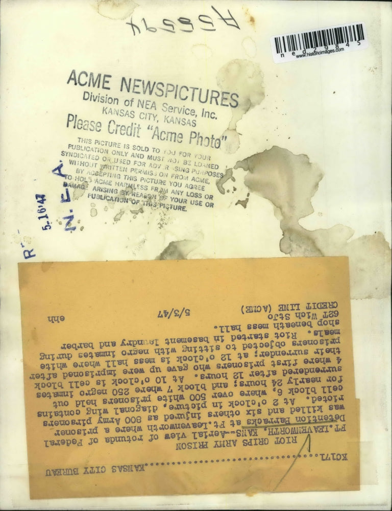 1947 Press Photo View of rotunda of Federal Detention Barracks at Ft Leavenworth