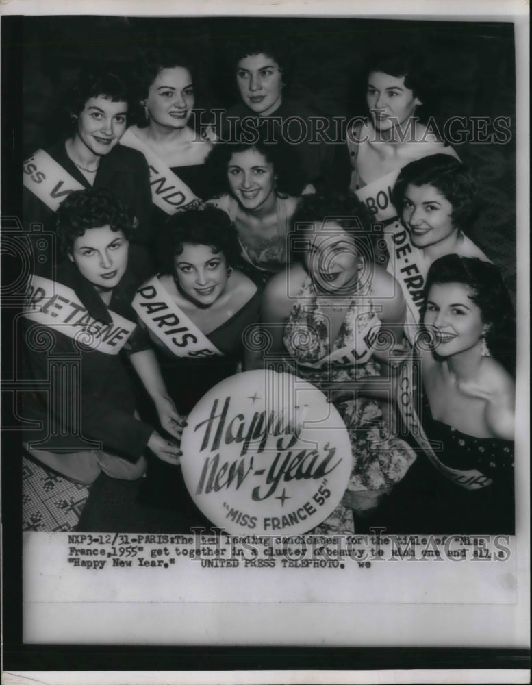 1955 Press Photo The 10 leading candidates for Miss France, 1955