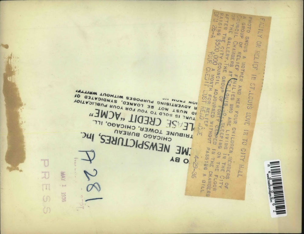 1936 Press Photo St Louis Mo Photo shows mother and 4 children members of a