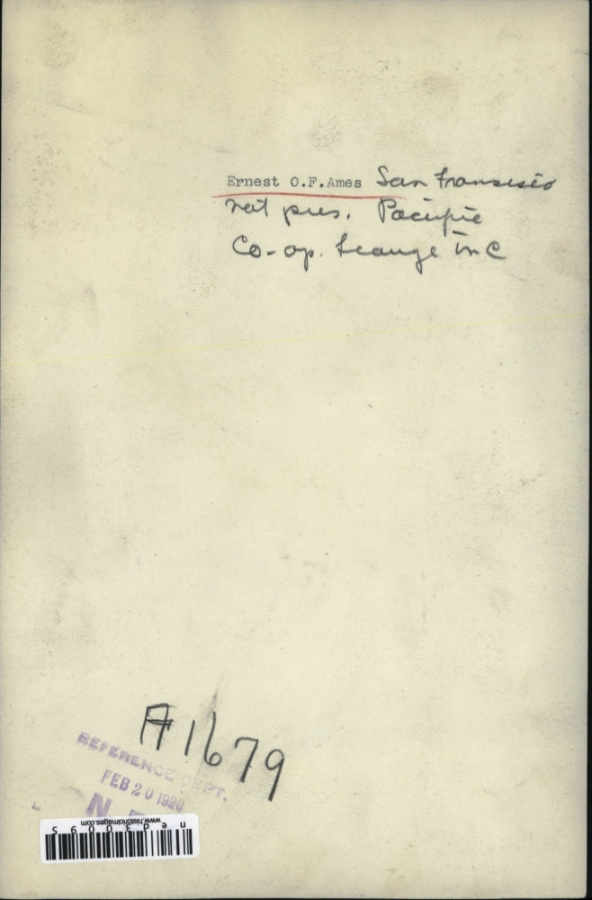 1920 Press Photo Ernest O Ames San Francisco National President Pacific Co-op