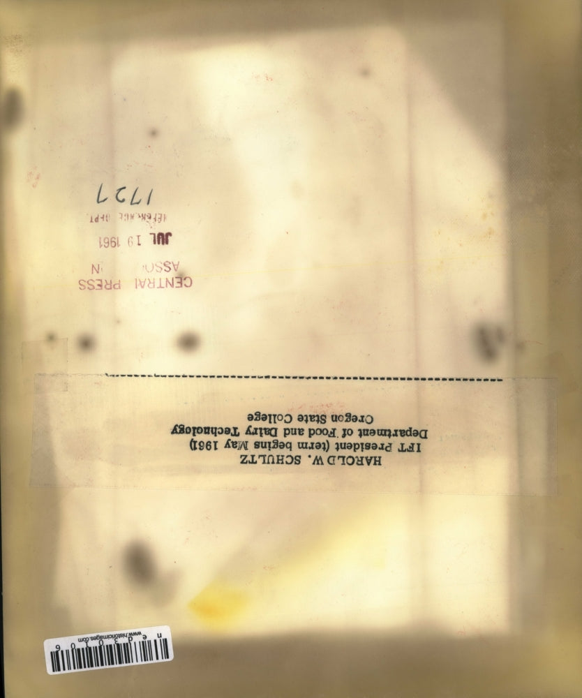 1961 Press Photo Harold W Schultz IFT President Department of Food and Dairy