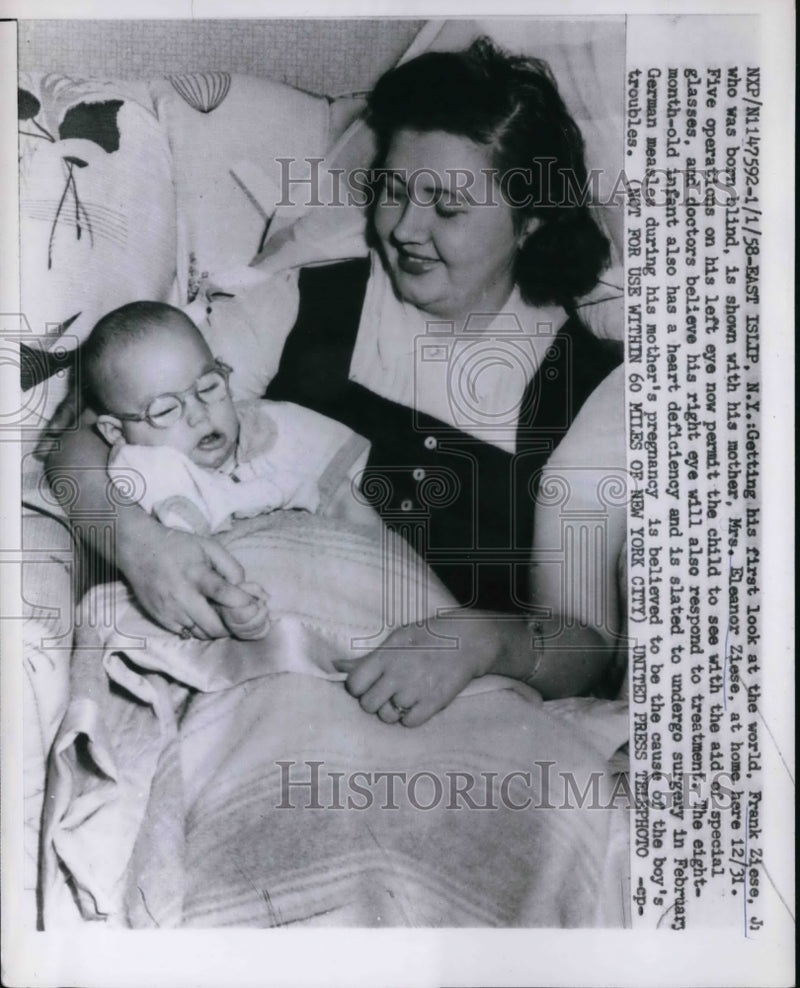 Load image into Gallery viewer, 1958 Press Photo Mother and Frank Ziese Jr. Born Blind with Special Aid Glasses
