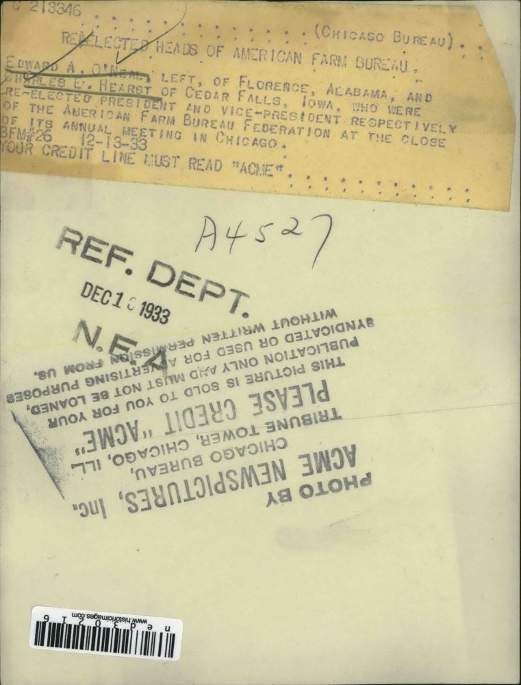 1933 Press Photo Reelected Heads Of Americana Farms Bureau