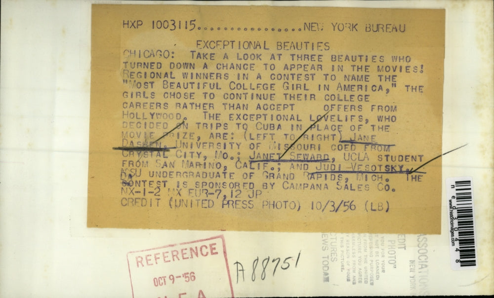 1956 Press Photo J. Dashen, J. Seward & J. Vesotsky turn down hollywood offers