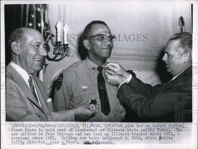 Load image into Gallery viewer, 1958 Press Photo Robert Patton Given Bar by Governor Stratton
