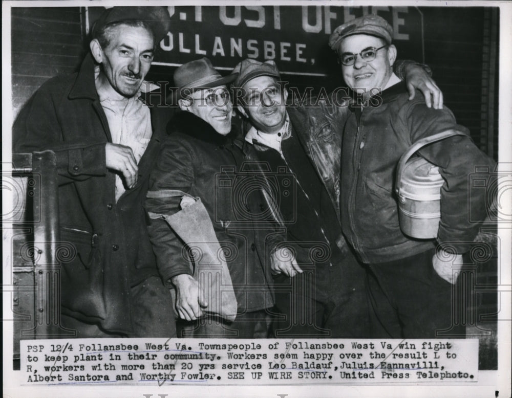 1954 Press Photo Follansbee West Va townspeople win fight to keep plant in