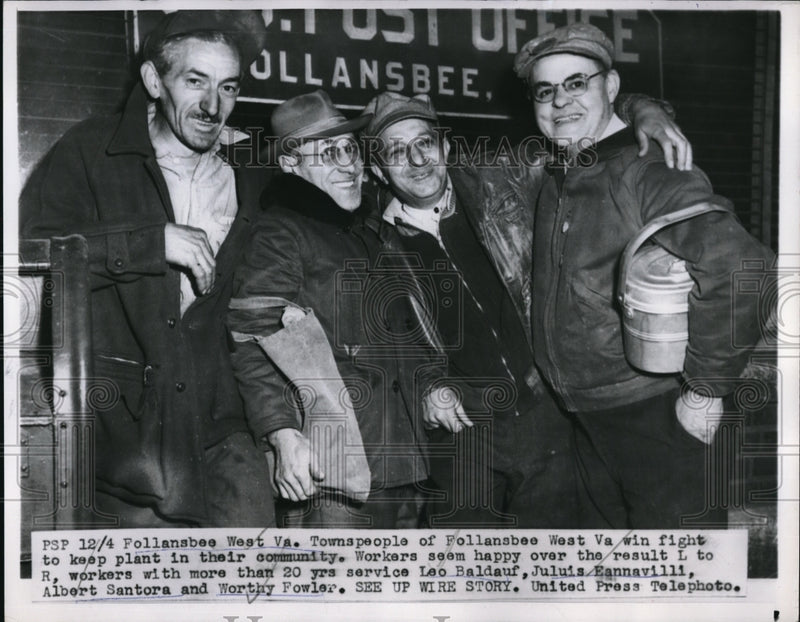 Load image into Gallery viewer, 1954 Press Photo Follansbee West Va townspeople win fight to keep plant in
