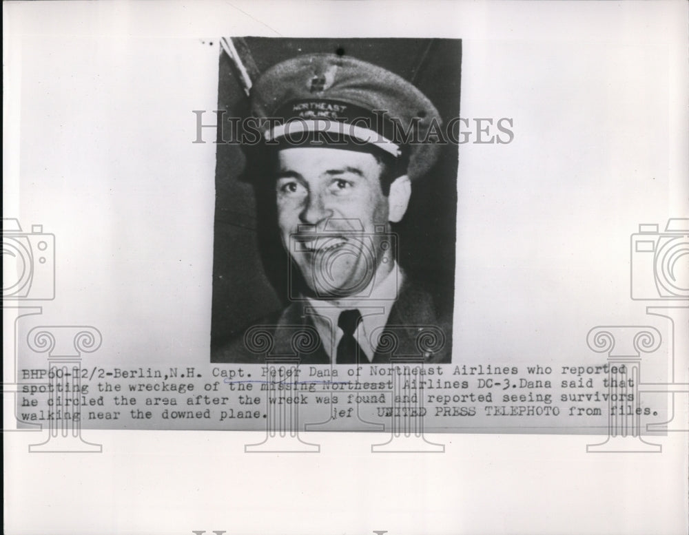 54 Press Photo Captain Peter Dana reports spotting wreckage of missing Airline