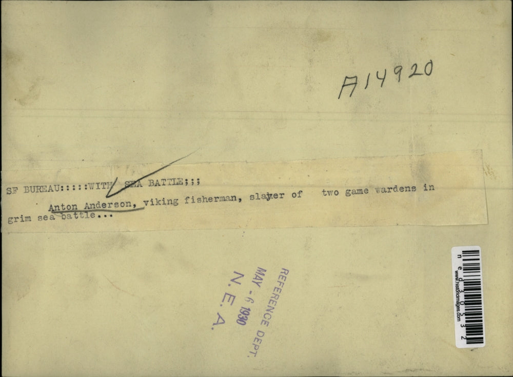 1930 Press Photo Anton Anderson, Viking fisherman slayer of 2 game wardens in