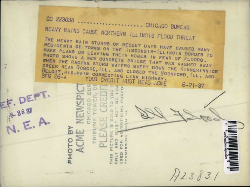 1937 Press Photo Heavy rains cause Northern Illinois flood threat