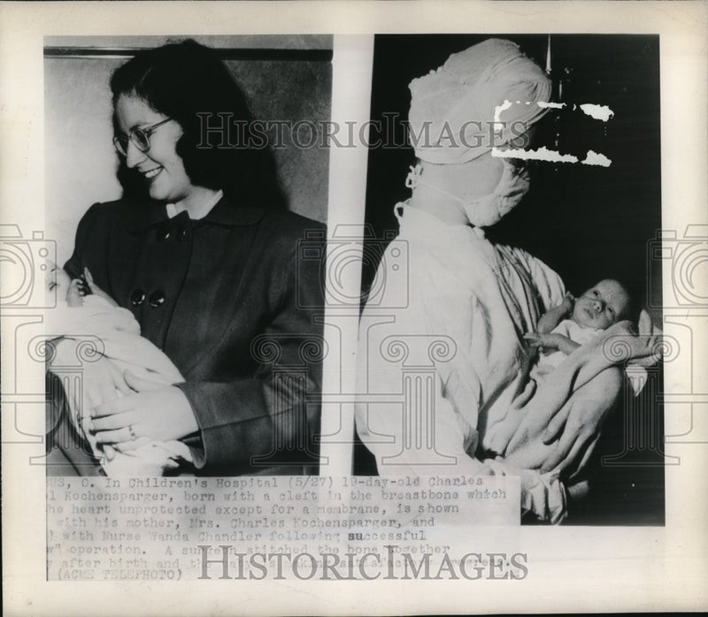 Load image into Gallery viewer, 1948 Press Photo C. Kochensparger with mother, Mrs. C. Kochensparger, &amp; nurse
