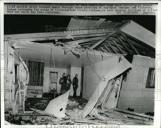 1963 Press Photo Residents survey the damage of their house ravaged by a tornado