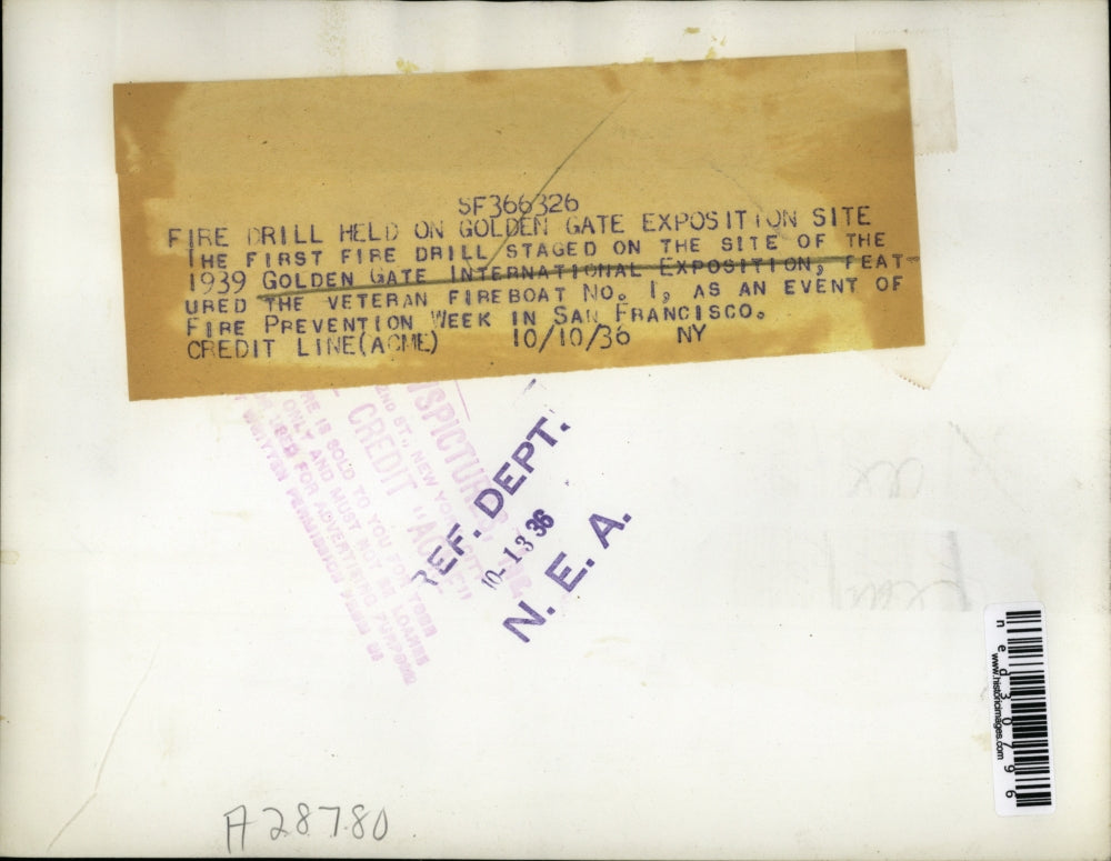 1936 Press Photo Fire drill on Golden Gate International Exposition