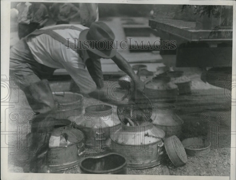 Load image into Gallery viewer, 1934 Press Photo Planting trout at Spring Creek, Pennsylvania
