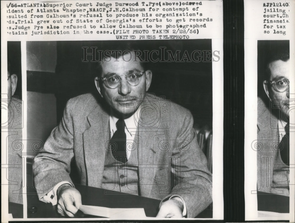 1956 Press Photo Durwood T. Pye Orders J.H. Calhoun For Contempt