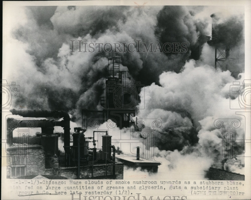 1948 Press Photo Fire Guts A Subsidiary Plant Armour & Co.