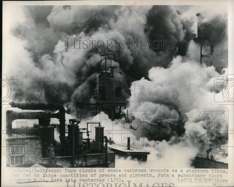 Load image into Gallery viewer, 1948 Press Photo Fire Guts A Subsidiary Plant Armour &amp; Co.
