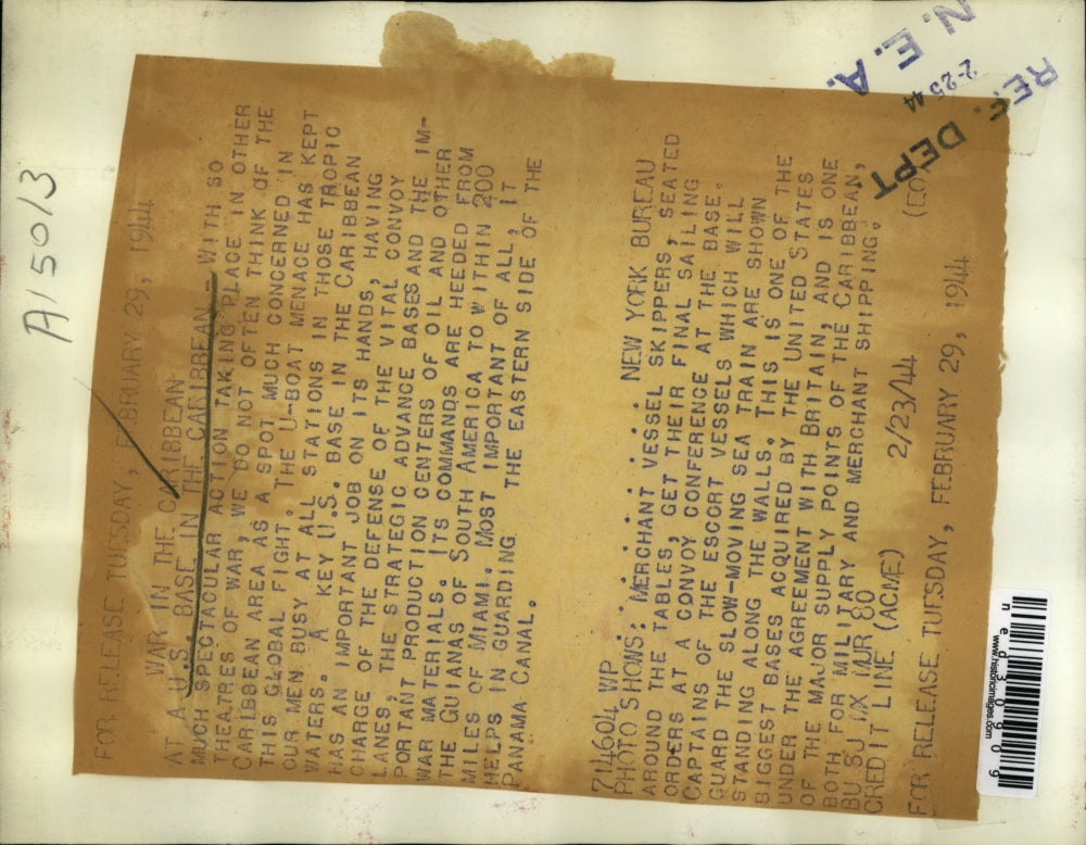 1944 Press Photo Meeting in US Base in Caribbean