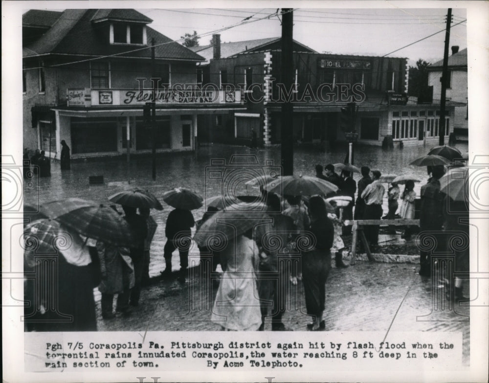 1950 Press Photo Pittsburgh District Gets Hit With Flash Flood Again