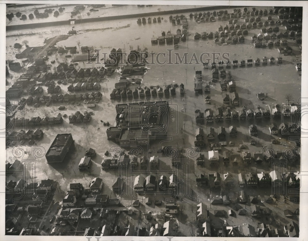 1940 Press Photo Air View of Flooded Kingston, PA - ned31021