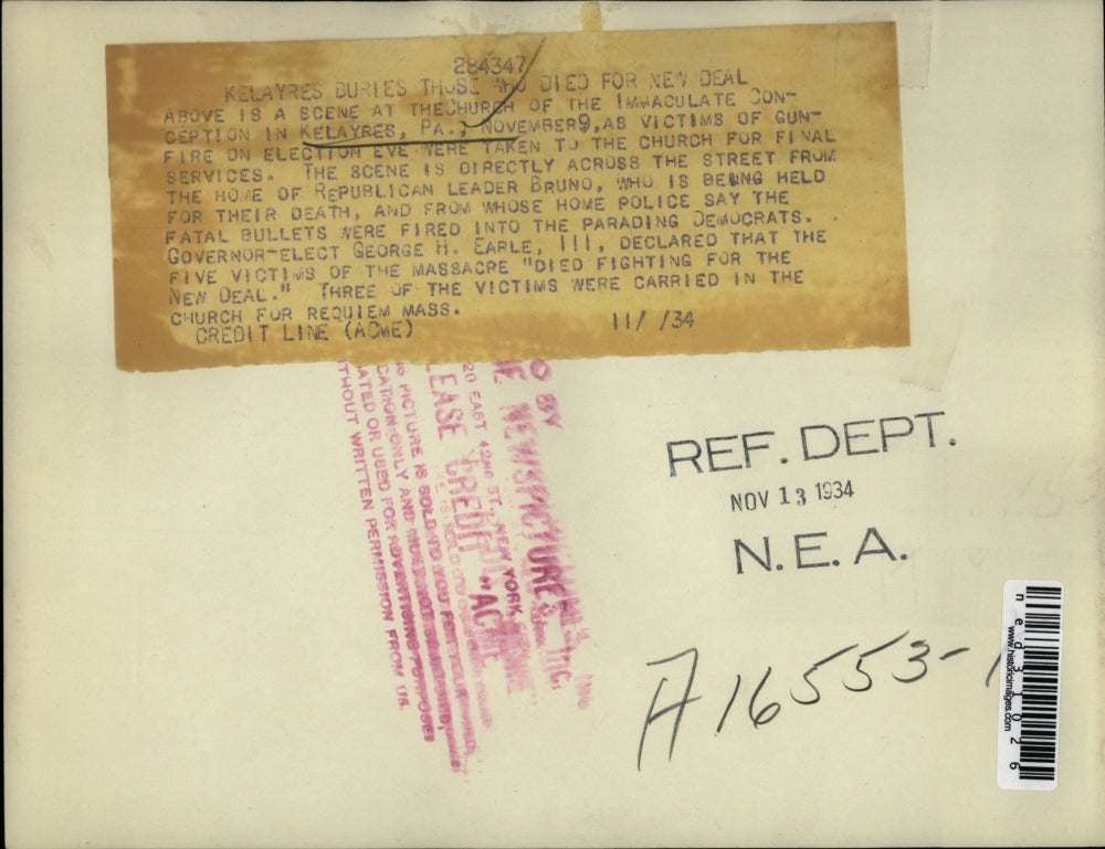 1934 Press Photo Keylares Buries Those Who Died for New Deal in Parade