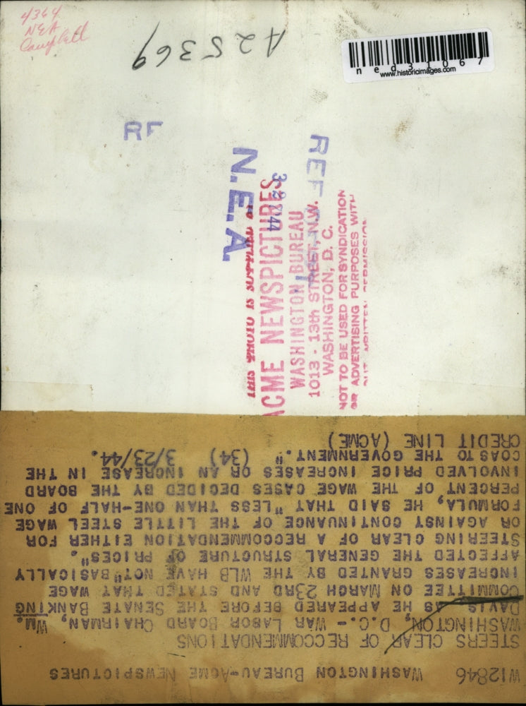 1944 Press Photo War Labor Board Chairman WM. Davis