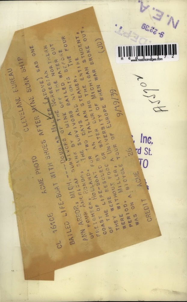 1939 Press Photo Ann Arbor Michigan Douglas Miller Norwegian Freighter Ronda