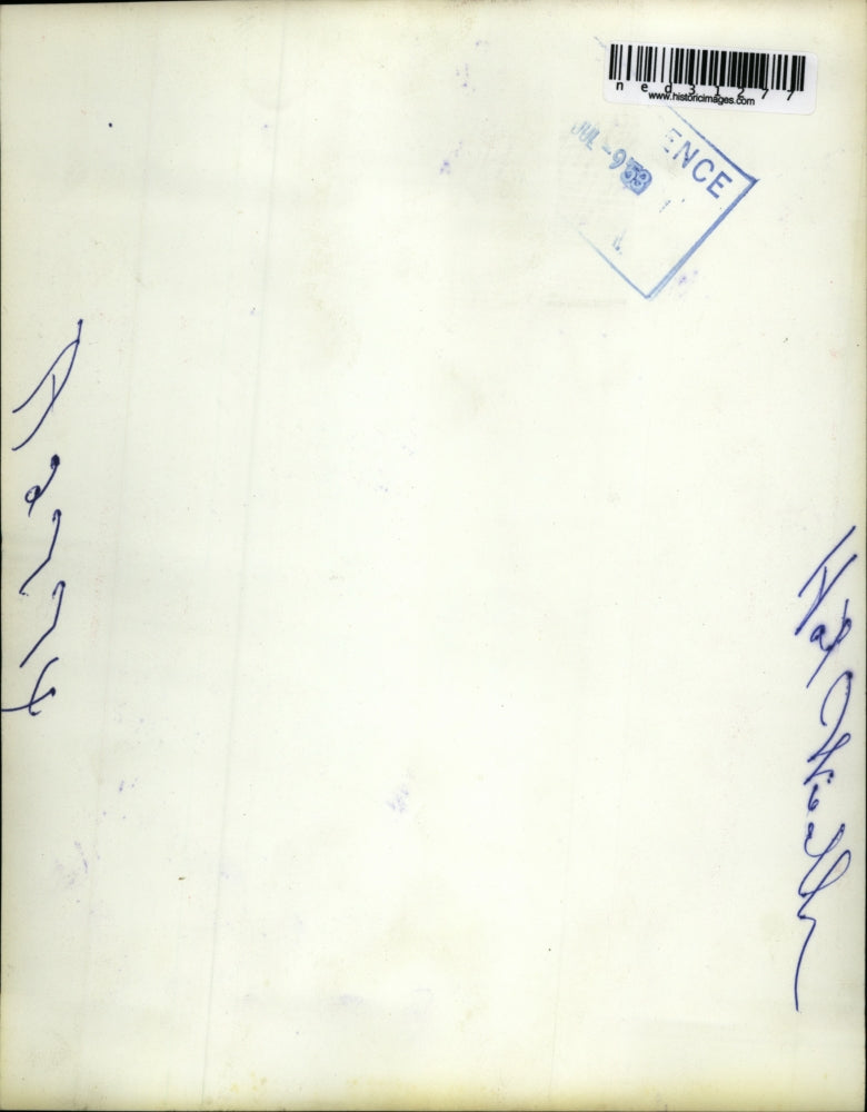 1953 Press Photo Patricia Davis having conversation with iceman Edward Siemonn