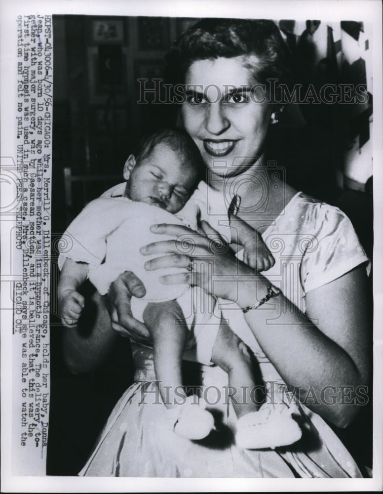 1956 Press Photo Merrill Dillenbeck and Donna Jean after hypnotic c-section